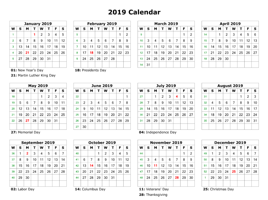 Happy New Year 2019 Calendar Download