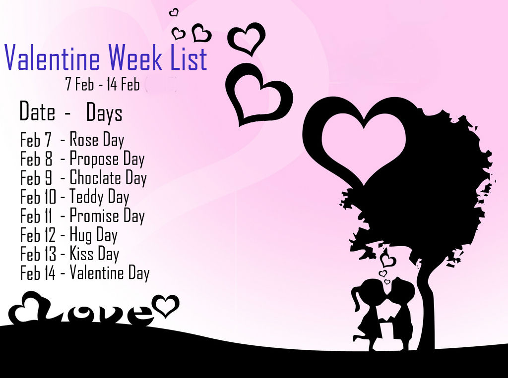 Valentine Week 2019 List 7th Feb to 14th Feb