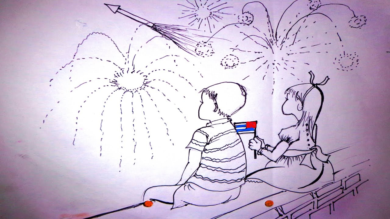 sketch of diwali festival